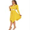 Hularka Women's Metallic Worship Praise Dance Dress Color Block Liturgical Dancewear Performance Costume Yellow Small view 2