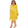 Hularka Women's Metallic Worship Praise Dance Dress Color Block Liturgical Dancewear Performance Costume Yellow Small view 3
