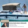 KAKIT Bimini Tops with Mesh Sidewalls Support Poles for Boats Marine Grade Canvas Top Includes 2 Straps Storage Boot 1 Inch Aluminum Frame(4 Bow 8'L x 54" H x 79"-84" W,Beige) view 3