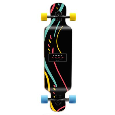 Yocaher Punked Bamboo Longboard Skateboard Freestyle 40" x 9.75"Cruiser w/BLACKWIDOW Premium Clear Grip Tape, Heavy Duty Aluminum Alloy Truck, 71mm Longboard Wheels (Sway)