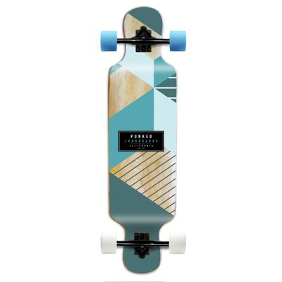Yocaher Punked Bamboo Longboard Skateboard Freestyle 40" x 9.75"Cruiser w/BLACKWIDOW Premium Clear Grip Tape, Heavy Duty Aluminum Alloy Truck, 71mm Longboard Wheels (Geometrix)
