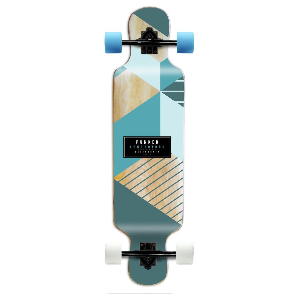 Yocaher Punked Bamboo Longboard Skateboard Freestyle 40" x 9.75"Cruiser w/BLACKWIDOW Premium Clear Grip Tape, Heavy Duty Aluminum Alloy Truck, 71mm Longboard Wheels (Geometrix)