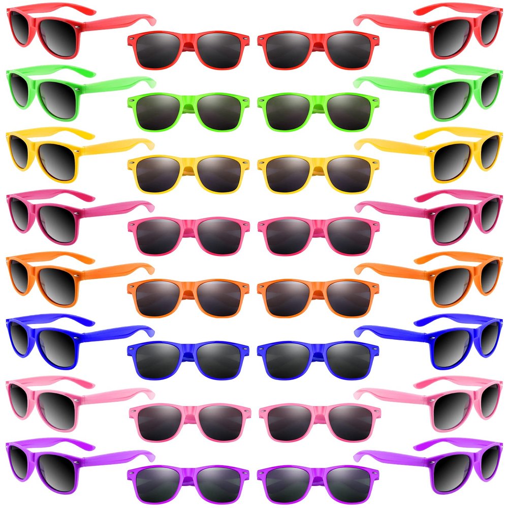Morcheiong 32 Pack Kids Sunglasses Neon Colors SunglassesSunglasses Party Favors Goody Bag Fillers Fun Gift for Birthday Party Beach Pool Party