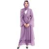 Abayas For Women Muslim Turkey Kaftan Modest Robe Full Length Long Sleeve Chiffon Maxi Cardigan Dress Soild Casual Islamic Clothes Loose Dubai Cover Up Dress for Corban Festival PurpleNo Hijab XXL view 3