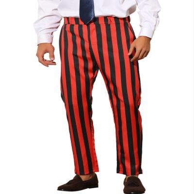 Lars Amadeus Striped Dress Pants for Men's Big & Tall Flat Front Business Trousers 38 Red Black