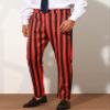 Lars Amadeus Striped Dress Pants for Men's Big & Tall Flat Front Business Trousers 38 Red Black view 2