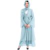 Abayas For Women Muslim Kaftan Dresses Islamic Long Sleeve Maxi Dress Cardigan Niqab Dubai Robe Cover Up Hijab Abayas Prayer Clothes For Muslim Women Nigerian Dresses Light Blue + Hijab XL view 2