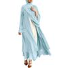 Abayas For Women Muslim Kaftan Dresses Islamic Long Sleeve Maxi Dress Cardigan Niqab Dubai Robe Cover Up Hijab Abayas Prayer Clothes For Muslim Women Nigerian Dresses Light Blue + Hijab XL view 4