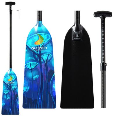 Z&J SPORT Adjustable Dragon Boat Paddle, IDBF Approved Carbon Fiber Paddle, Graphic Paddle with Adjuster for Dragon Boat Race with Adjustable T Handle (Range: 43-52 /110cm-132cm) (DW02)
