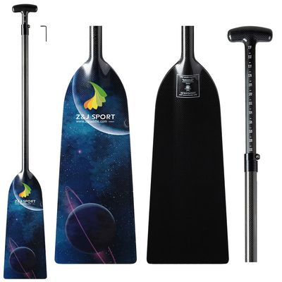 Z&J SPORT Adjustable Dragon Boat Paddle, IDBF Approved Carbon Fiber Paddle, Graphic Paddle with Adjuster for Dragon Boat Race with Adjustable T Handle (Range: 43-52 /110cm-132cm) (FY05)