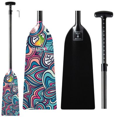 Z&J SPORT Adjustable Dragon Boat Paddle, IDBF Approved Carbon Fiber Paddle, Graphic Paddle with Adjuster for Dragon Boat Race with Adjustable T Handle (Range: 43-52 /110cm-132cm) (DW05)