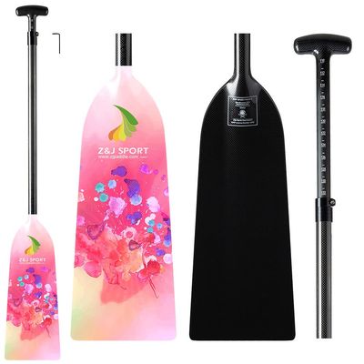 Z&J SPORT Adjustable Dragon Boat Paddle, IDBF Approved Carbon Fiber Paddle, Graphic Paddle with Adjuster for Dragon Boat Race with Adjustable T Handle (Range: 43-52 /110cm-132cm) (HD458)