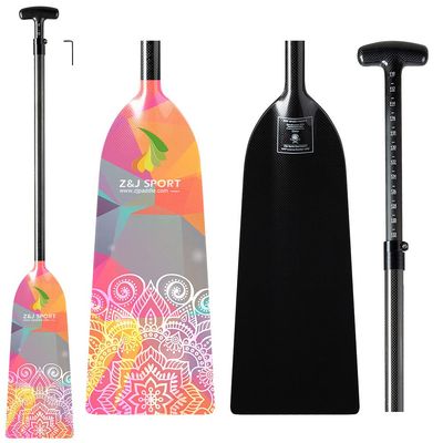 Z&J SPORT Adjustable Dragon Boat Paddle, IDBF Approved Carbon Fiber Paddle, Graphic Paddle with Adjuster for Dragon Boat Race with Adjustable T Handle (Range: 43-52 /110cm-132cm) (MS01)