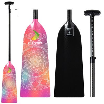 Z&J SPORT Adjustable Dragon Boat Paddle, IDBF Approved Carbon Fiber Paddle, Graphic Paddle with Adjuster for Dragon Boat Race with Adjustable T Handle (Range: 43-52 /110cm-132cm) (MS02)