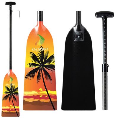 Z&J SPORT Adjustable Dragon Boat Paddle, IDBF Approved Carbon Fiber Paddle, Graphic Paddle with Adjuster for Dragon Boat Race with Adjustable T Handle (Range: 43-52 /110cm-132cm) (DW09)