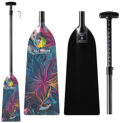 Z&J SPORT Adjustable Dragon Boat Paddle, IDBF Approved Carbon Fiber Paddle, Graphic Paddle with Adjuster for Dragon Boat Race with Adjustable T Handle (Range: 43-52 /110cm-132cm) (HJ09)