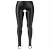 LiiYii Women's Crotchless Leggings Shapewear Glossy Stretchy Step on Foot Fitness Tights Pants Black X-Large view 2