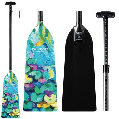 Z&J SPORT Adjustable Dragon Boat Paddle, IDBF Approved Carbon Fiber Paddle, Graphic Paddle with Adjuster for Dragon Boat Race with Adjustable T Handle (Range: 43-52 /110cm-132cm) (LZ251)