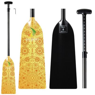 Z&J SPORT Adjustable Dragon Boat Paddle, IDBF Approved Carbon Fiber Paddle, Graphic Paddle with Adjuster for Dragon Boat Race with Adjustable T Handle (Range: 43-52 /110cm-132cm) (DW03)