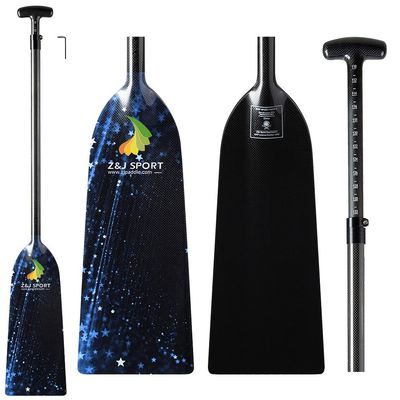 Z&J SPORT Adjustable Dragon Boat Paddle, IDBF Approved Carbon Fiber Paddle, Graphic Paddle with Adjuster for Dragon Boat Race with Adjustable T Handle (Range: 43-52 /110cm-132cm) (FY09)