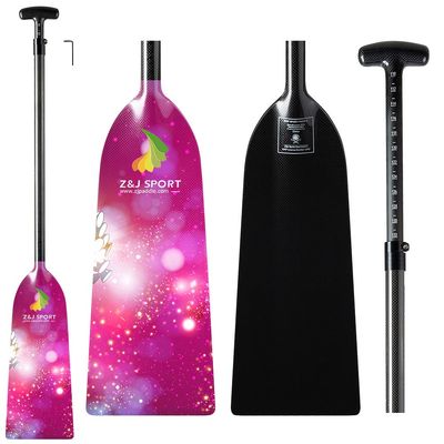Z&J SPORT Adjustable Dragon Boat Paddle, IDBF Approved Carbon Fiber Paddle, Graphic Paddle with Adjuster for Dragon Boat Race with Adjustable T Handle (Range: 43-52 /110cm-132cm) (FY04)