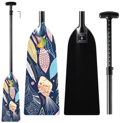 Z&J SPORT Adjustable Dragon Boat Paddle, IDBF Approved Carbon Fiber Paddle, Graphic Paddle with Adjuster for Dragon Boat Race with Adjustable T Handle (Range: 43-52 /110cm-132cm) (MQ353)