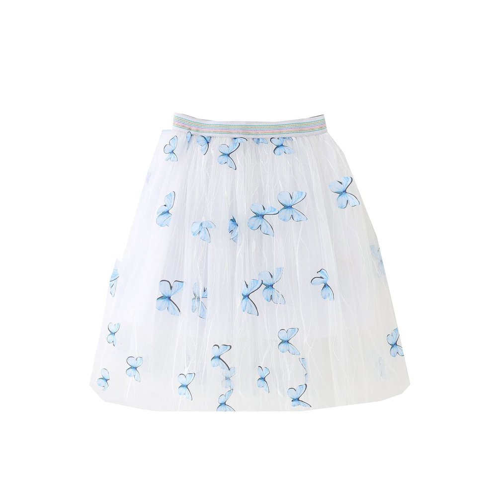 Toddler Girls Dress Summer Fashion Dress Princess Dress Casual Dress Butterflies Tutu Mesh Skirt Casual Princess Dress (Blue, 7-8 Years)