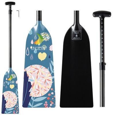 Z&J SPORT Adjustable Dragon Boat Paddle, IDBF Approved Carbon Fiber Paddle, Graphic Paddle with Adjuster for Dragon Boat Race with Adjustable T Handle (Range: 43-52 /110cm-132cm) (HW375)