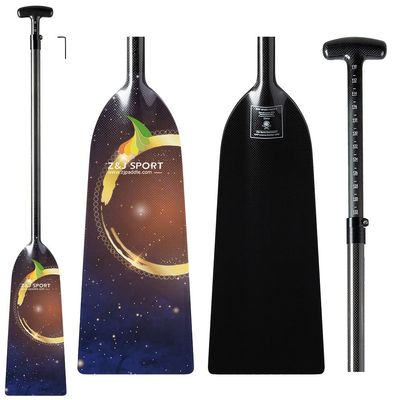 Z&J SPORT Adjustable Dragon Boat Paddle, IDBF Approved Carbon Fiber Paddle, Graphic Paddle with Adjuster for Dragon Boat Race with Adjustable T Handle (Range: 43-52 /110cm-132cm) (MS09)