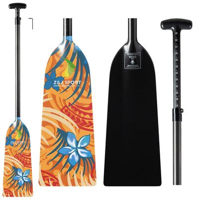Z&J SPORT Adjustable Dragon Boat Paddle, IDBF Approved Carbon Fiber Paddle, Graphic Paddle with Adjuster for Dragon Boat Race with Adjustable T Handle (Range: 43-52 /110cm-132cm) (YW364)