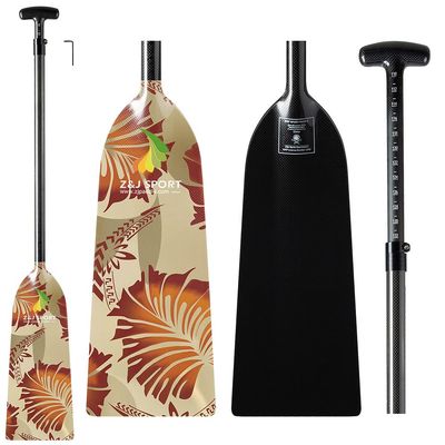 Z&J SPORT Adjustable Dragon Boat Paddle, IDBF Approved Carbon Fiber Paddle, Graphic Paddle with Adjuster for Dragon Boat Race with Adjustable T Handle (Range: 43-52 /110cm-132cm) (YW256)