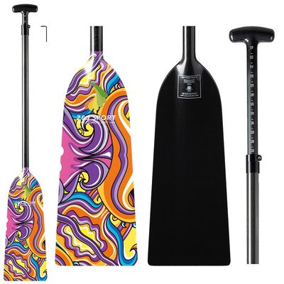 Z&J SPORT Adjustable Dragon Boat Paddle, IDBF Approved Carbon Fiber Paddle, Graphic Paddle with Adjuster for Dragon Boat Race with Adjustable T Handle (Range: 43-52 /110cm-132cm) (WX745)