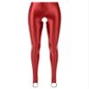 LiiYii Women's Crotchless Leggings Shapewear Glossy Stretchy Step on Foot Fitness Tights Pants Burgundy Large view 2