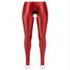 LiiYii Women's Crotchless Leggings Shapewear Glossy Stretchy Step on Foot Fitness Tights Pants Burgundy Large view 3