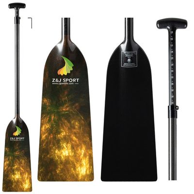 Z&J SPORT Adjustable Dragon Boat Paddle, IDBF Approved Carbon Fiber Paddle, Graphic Paddle with Adjuster for Dragon Boat Race with Adjustable T Handle (Range: 43-52 /110cm-132cm) (FY07)