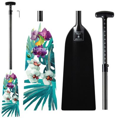 Z&J SPORT Adjustable Dragon Boat Paddle, IDBF Approved Carbon Fiber Paddle, Graphic Paddle with Adjuster for Dragon Boat Race with Adjustable T Handle (Range: 43-52 /110cm-132cm) (HZ468)