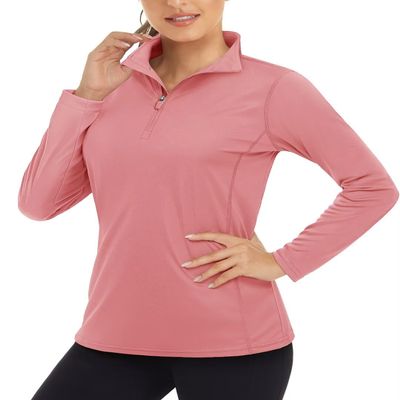 Boladeci Sun Shirts for Women Long Sleeve Sun Protection Swim Quarter Zip Pullover Athletic Tops Golf Fitted Water
