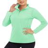 Boladeci Womens Half Zip Pullover Long Sleeve Shirts for Women Sun Uv Protection Shirts Swim Mint Green Cooling UPF Collar Rash Guard Gym