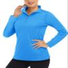 Boladeci Golf Quarter Zip Women Long Sleeve Shirts for Women Sun Uv Protection Shirts Swim Tops Blue Tees UPF Collar Basic 1/2 Zip Water Pullover view 1