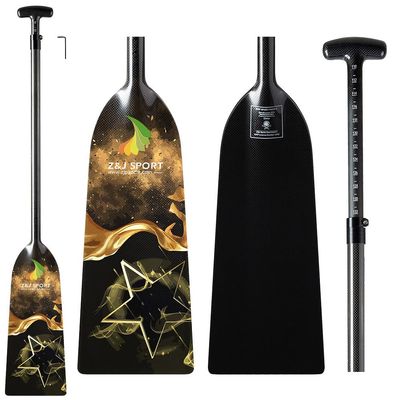 Z&J SPORT Adjustable Dragon Boat Paddle, IDBF Approved Carbon Fiber Paddle, Graphic Paddle with Adjuster for Dragon Boat Race with Adjustable T Handle (Range: 43-52 /110cm-132cm) (HJ03)