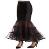 Women's 3 Layer Mermaid Petticoat Fishtail Underskirt Hoopless Crinoline Floor Length Trumpet Slips for Wedding (Black) view 2