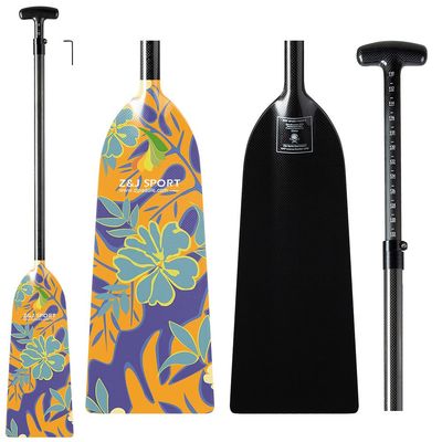 Z&J SPORT Adjustable Dragon Boat Paddle, IDBF Approved Carbon Fiber Paddle, Graphic Paddle with Adjuster for Dragon Boat Race with Adjustable T Handle (Range: 43-52 /110cm-132cm) (HM568)