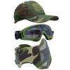 Yzpacc Airsoft Half Face Mask with Goggles Patch Hat Set Tactical Masks Full Face Ear Protective Baseball Cap for CS Halloween and Game view 1