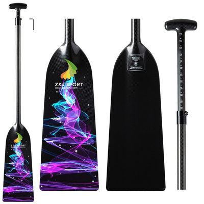 Z&J SPORT Adjustable Dragon Boat Paddle, IDBF Approved Carbon Fiber Paddle, Graphic Paddle with Adjuster for Dragon Boat Race with Adjustable T Handle (Range: 43-52 /110cm-132cm) (HJ05)