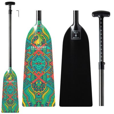 Z&J SPORT Adjustable Dragon Boat Paddle, IDBF Approved Carbon Fiber Paddle, Graphic Paddle with Adjuster for Dragon Boat Race with Adjustable T Handle (Range: 43-52 /110cm-132cm) (HJ06)