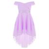 Duoremi Kids Flower Girls Elegant Chiffon Off Shoulder Bridesmaid Wedding Dress Birthday Party A Line Evening Dress 01 Lavender 8 Years view 1