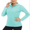 Boladeci Long Sleeve Golf Shirts for Women Uv Protection Shirts for Women Quarter Zip Workout Tops Cloth Blue UPF 1/2 Zip Pullover view 1