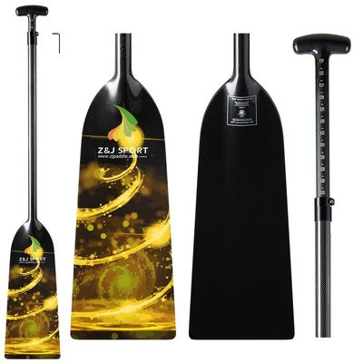 Z&J SPORT Adjustable Dragon Boat Paddle, IDBF Approved Carbon Fiber Paddle, Graphic Paddle with Adjuster for Dragon Boat Race with Adjustable T Handle (Range: 43-52 /110cm-132cm) (HJ04)