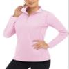 Boladeci SPF Shirts for Women Long Sleeve Top UPF 50+ Sun Protection 3/4 Zip Pullover Womens 1/4 Zip Moisture Wicking Workout Tennis Light Pink view 1