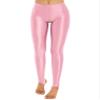 LiiYii Women's Crotchless Leggings Shapewear Glossy Stretchy Step on Foot Fitness Tights Pants Pink Medium view 1